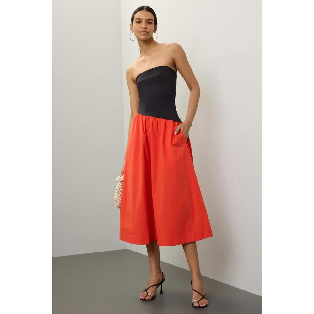 Ciao Lucia Tadeo Orange Dress Size M with Fabric Pull